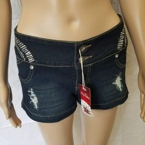 Ripped Jeans Shorts Rhinestone  NWT